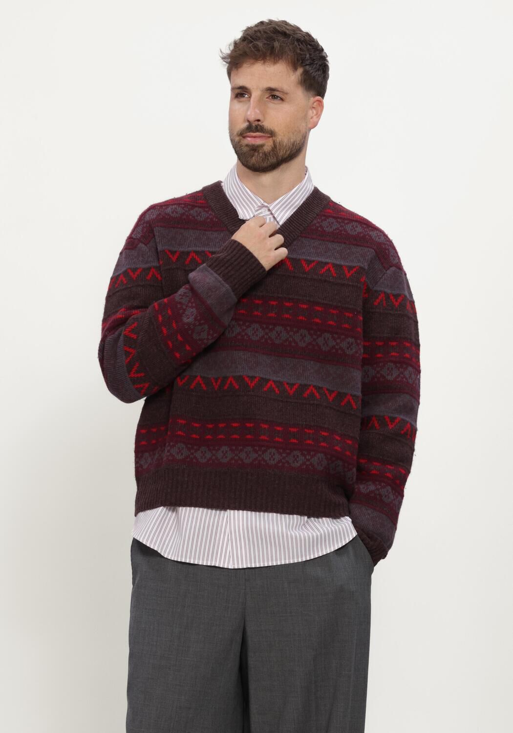 Bordeaux NN.07 Trui TOBIAS V-NECK 60004 - large