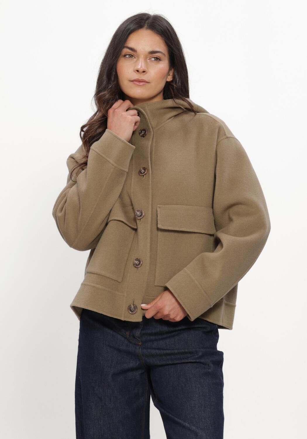 Beige LUISA CERANO Trui DOUBLEFACE-JACKE MIT KAPUZE - large