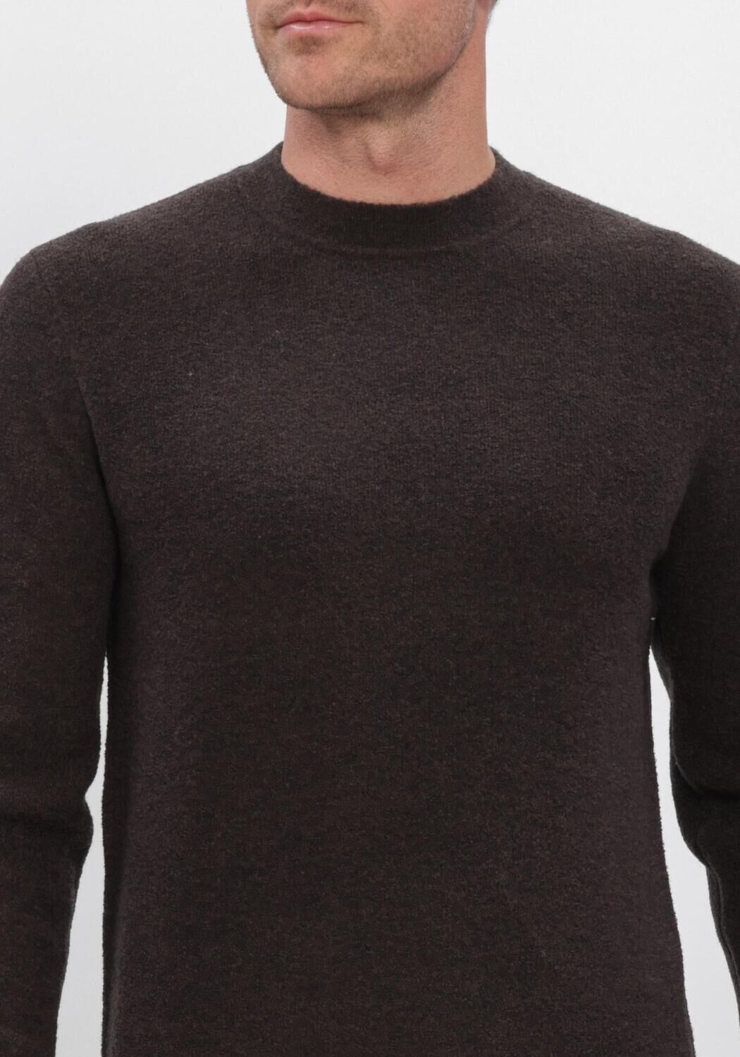 Bruine PROFUOMO Trui PULLOVER CREW NECK BOILED WOOL - large