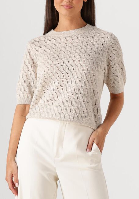 Ecru MOS MOSH T-shirt MMKARIN MARISOL SS LINEN KNIT - large