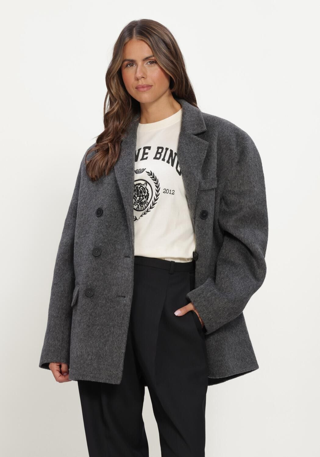 Donkergrijze ANINE BING Jack SALI COAT - large