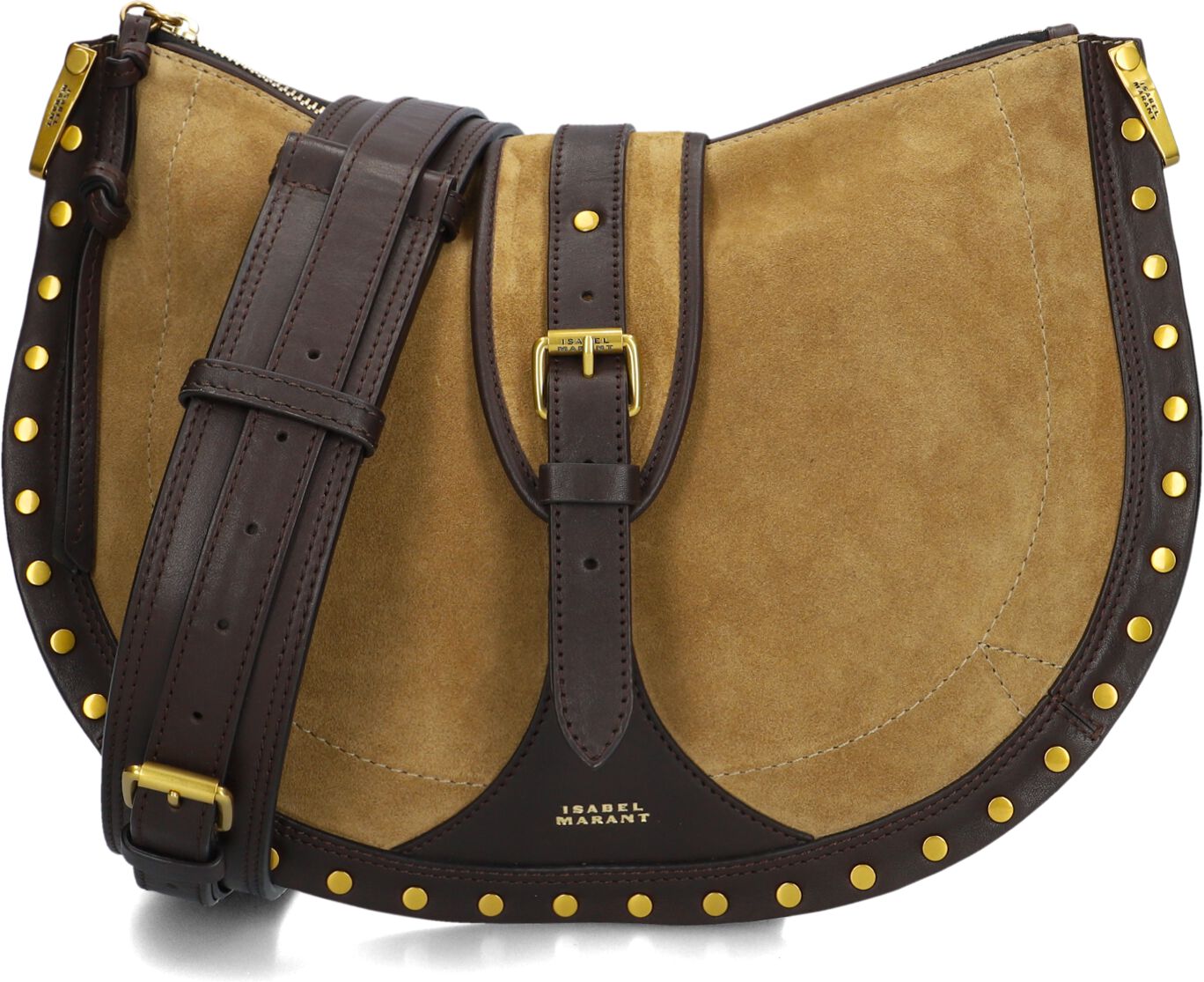 Isabel Marant Isabel Marant Schoudertas Dames Oskan Soft Zip-gd, Materiaal: Suède, Kleur: Camel
