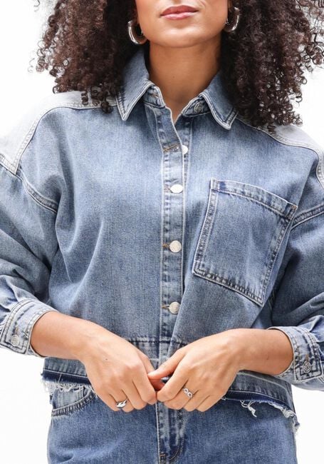 Lichtblauwe ALIX THE LABEL Spijkerjas LADIES WOVEN MIX DENIM BLOUSE - large