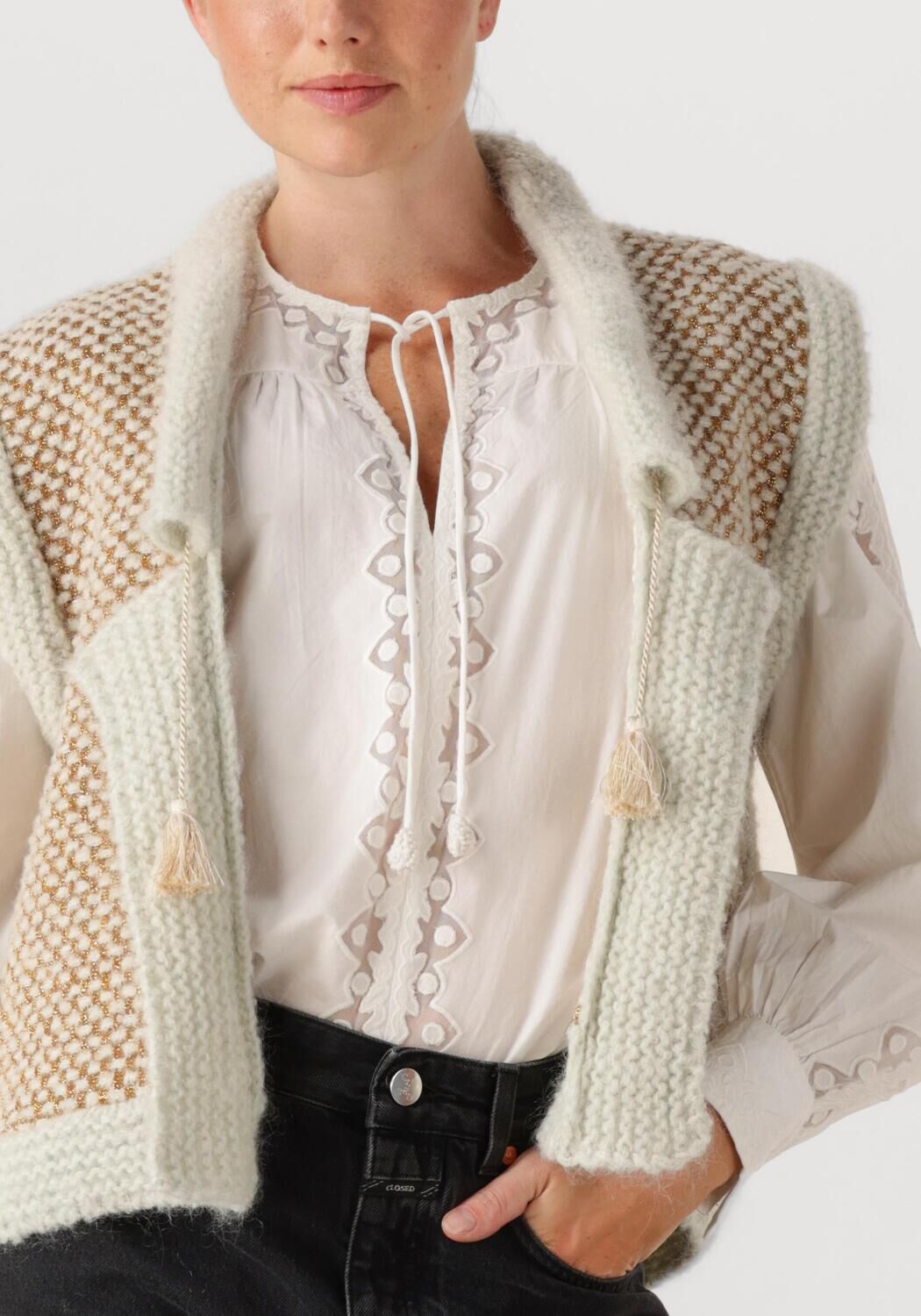 Gouden FORTE FORTE Gilet NATTE' TWEED AND BOUCLE' KNIT VEST - large