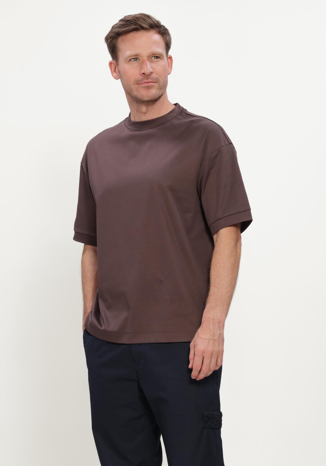 Bruine VALENZA Polo HEAVY SUPIMA OVERSIZED T-SHIRT - large
