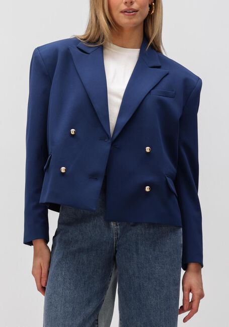 Donkerblauwe ALIX THE LABEL Blazer LADIES WOVEN BOXY BLAZER - large