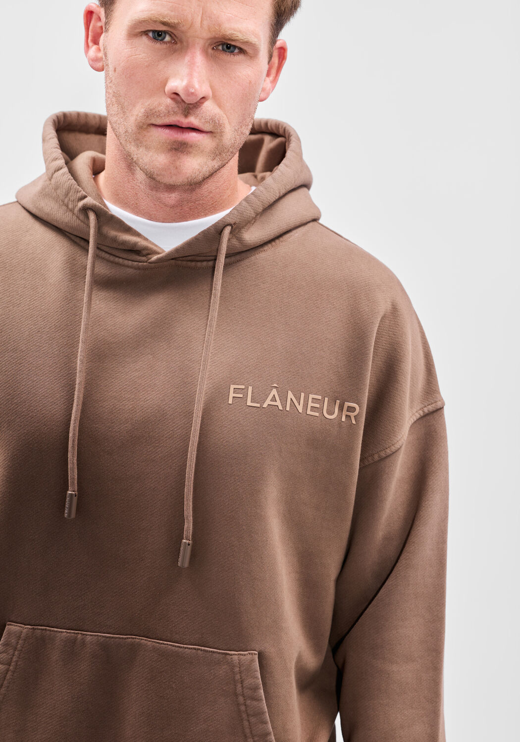 Bruine FLANEUR Sweater DOUBLE LOGO WASHED HOODIE - large