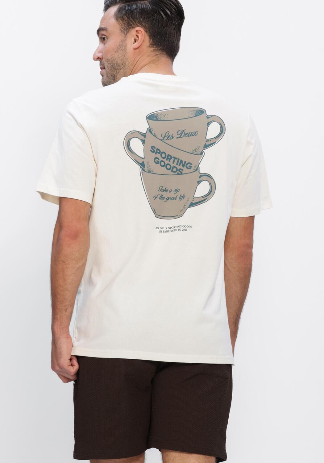 Les Deux T-Shirt Heren Ben Artist T-shirt, Maat: L, Kleur: Creme afbeelding 1