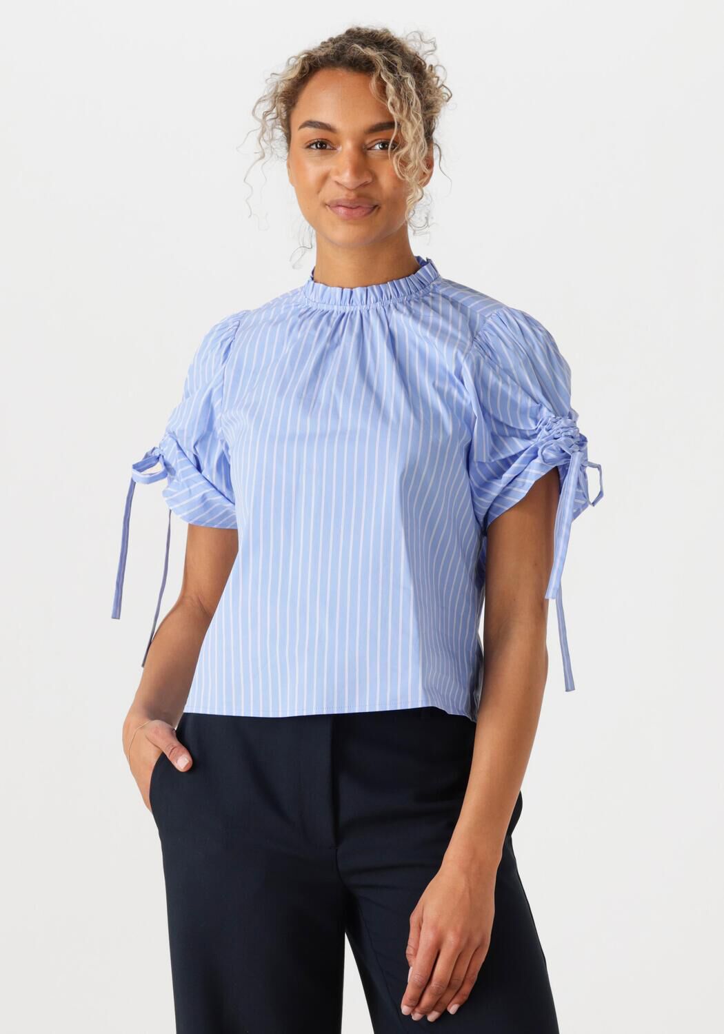 Co'Couture Blouse Dames Diviacc Puff Ss Blouse, Maat: S, Kleur: Lichtblauw