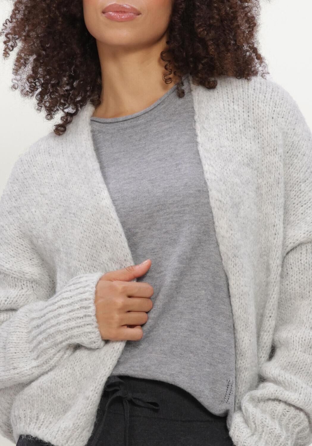 Lichtgrijze KNIT-TED Vest BECKY CARDIGAN - large