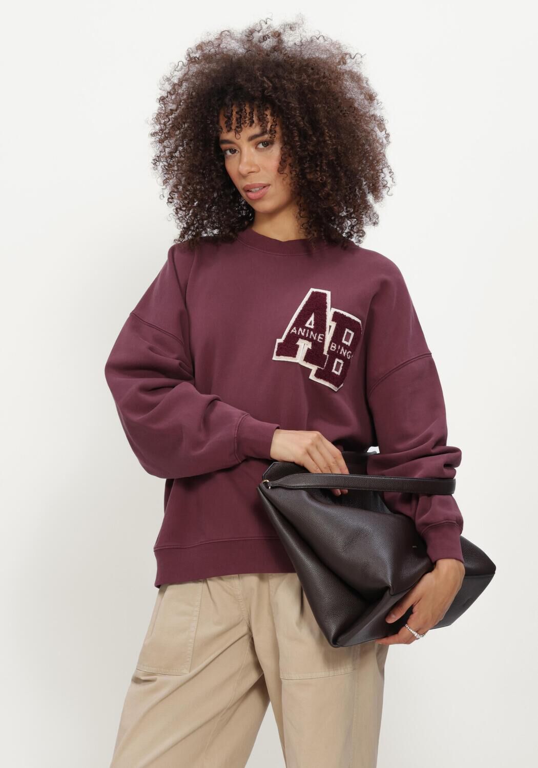 Bordeaux ANINE BING Sweater MILES SWEATSHIRT LETTERMAN - large