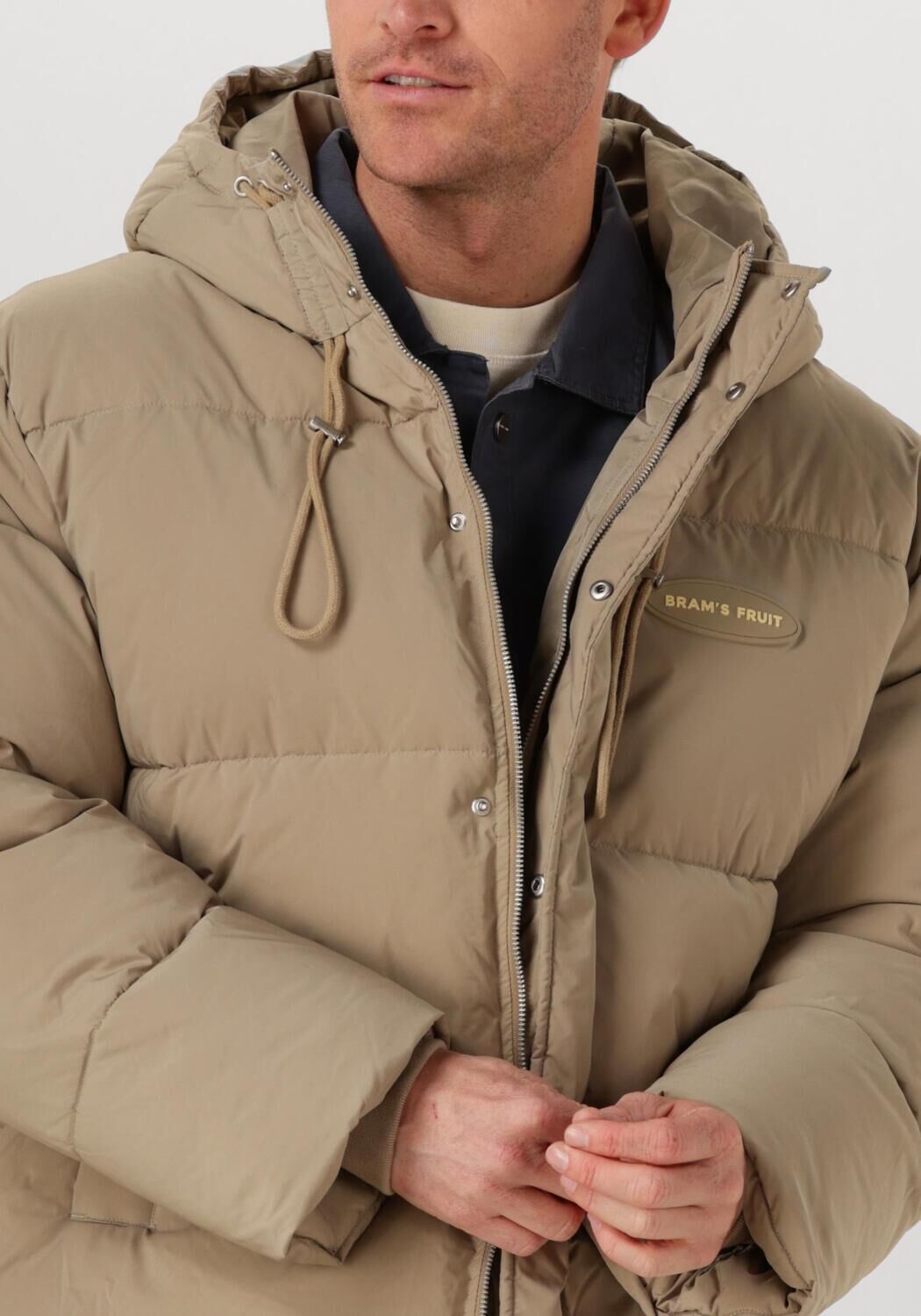 Beige BRAM'S FRUIT Gewatteerde jas HOODED PUFFER JACKET - large