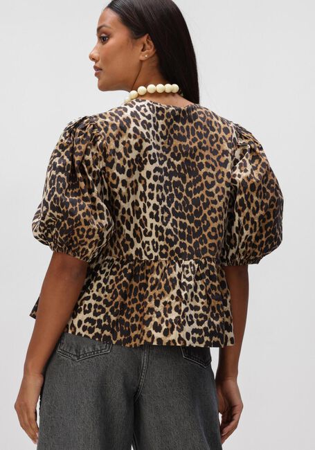 Multi GANNI Blouses PRINTED COTTON POPLIN PEPLUM BLOUSE - large