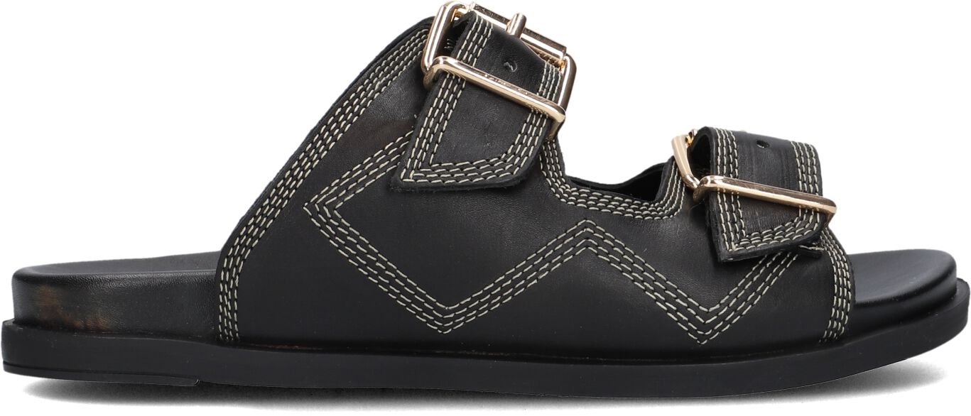 Lina Locchi Slippers
Dames Led 2 Band Slipper Met Stiksels, Maat: 39, Materiaal: Leer, Kleur: Zwart