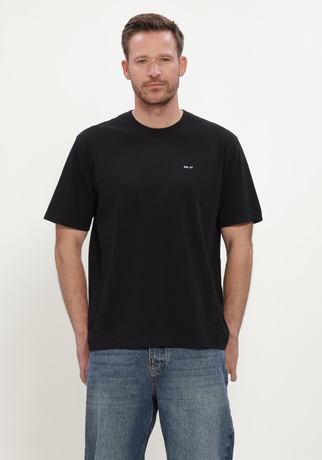 Zwarte NN.07 T-shirt ADAM EMB T-SHIRT 3209 - large