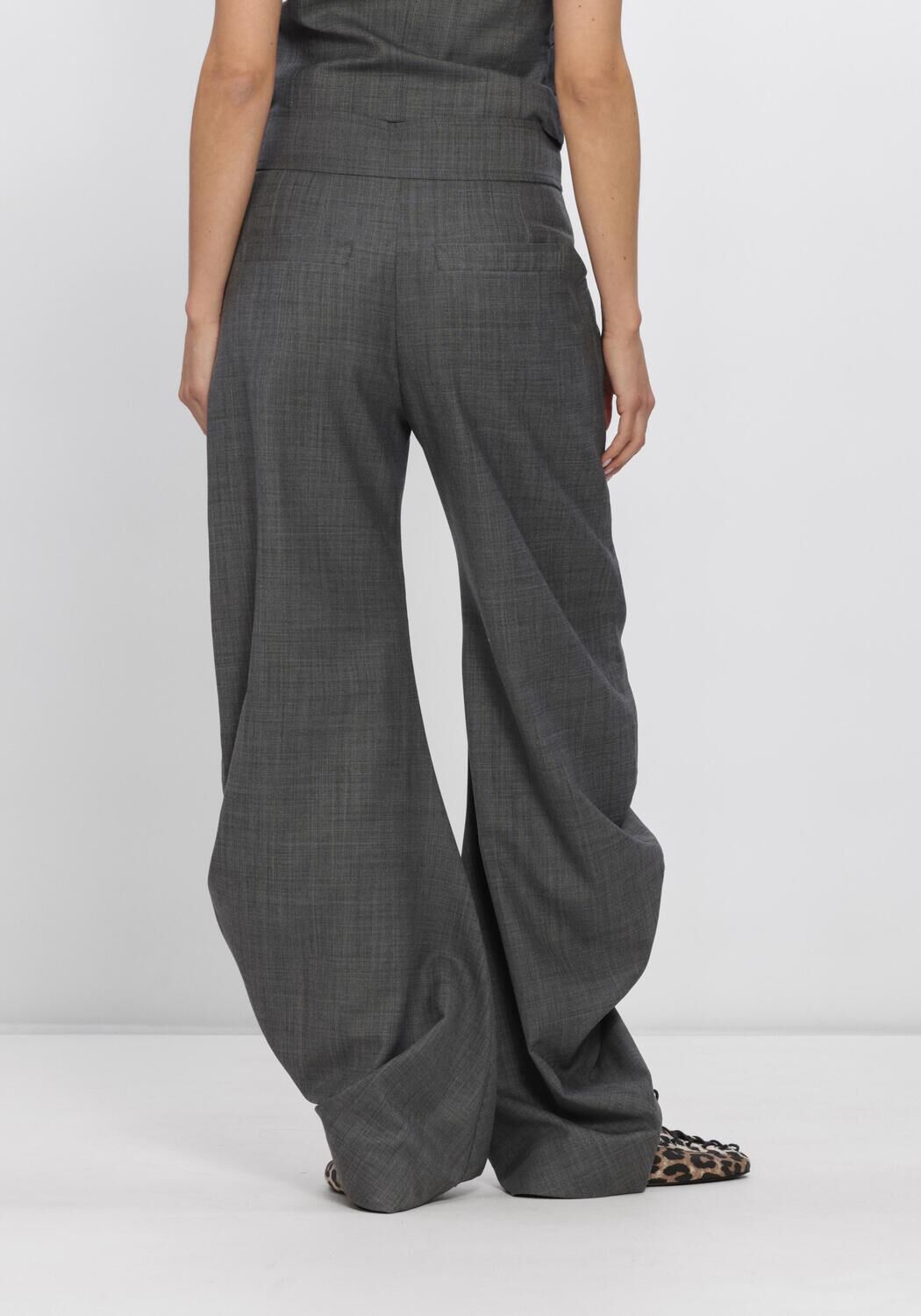 Grijze GANNI Wijde broek LOWWAIST TWISTCURVE PANT - large