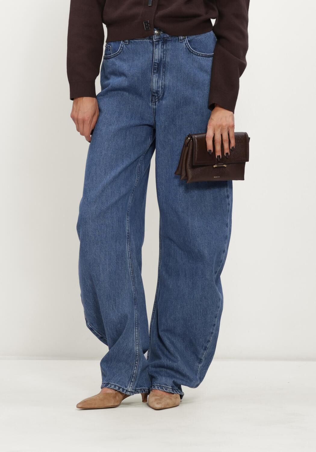 Blauwe ROTATE Wide jeans DRAPED BARREL LEG JEANS - large