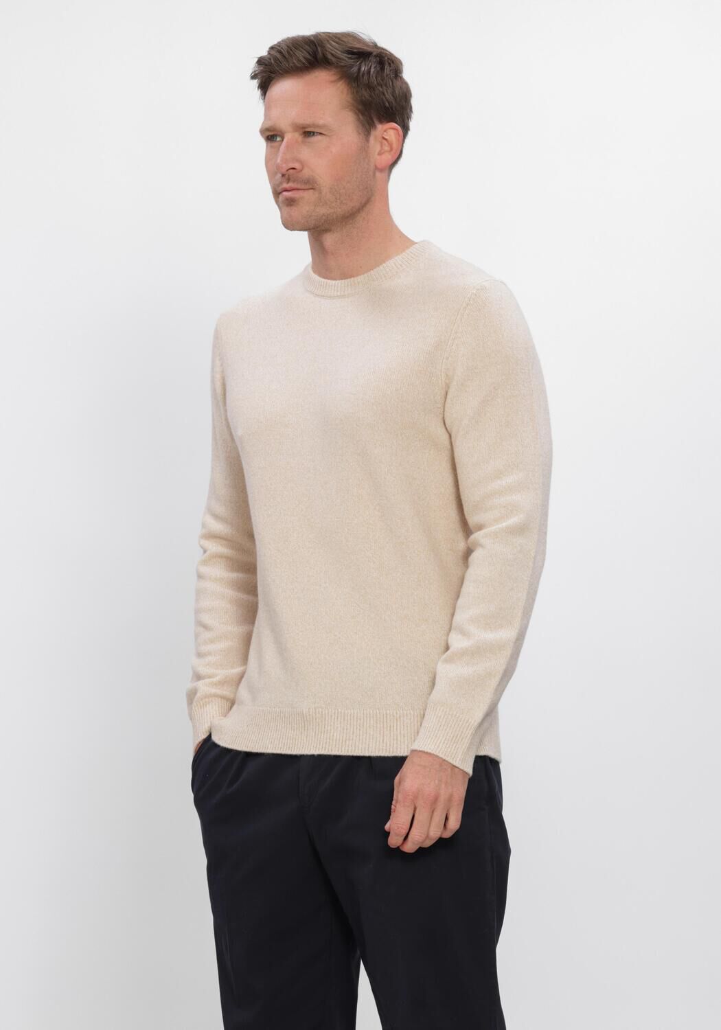 Beige PROFUOMO Trui PULLOVER CREW NECK 80/20 - large