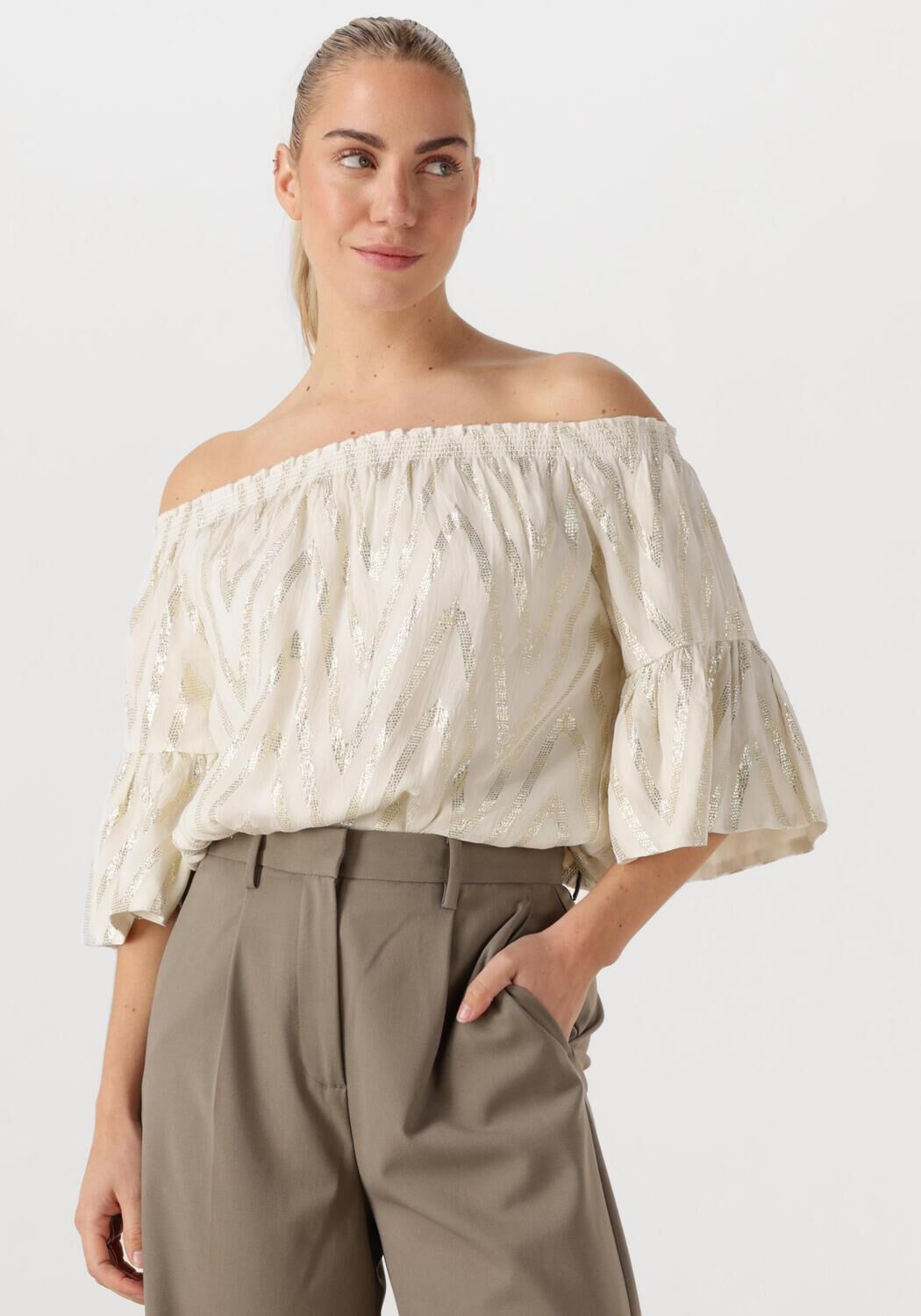 Bruuns Bazaar Top Dames Carlis Blouse, Maat: 38, Kleur: Ecru afbeelding 1