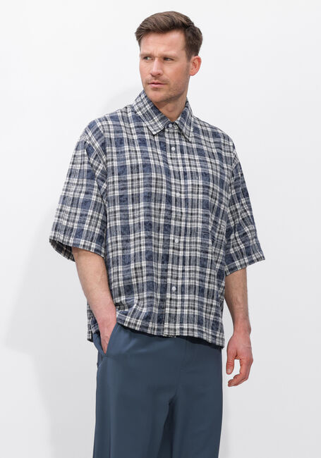 Blauwe NEW AMSTERDAM SURF ASSOCIATION Casual overhemd WIJK SHIRT SHORT SLEEVES BLEACHES CHECK - large