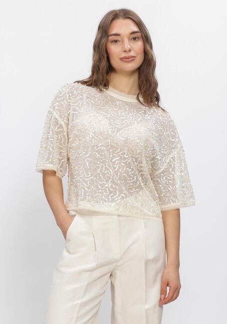 Creme DANTE6 Top SEQUINS NET TOP - large