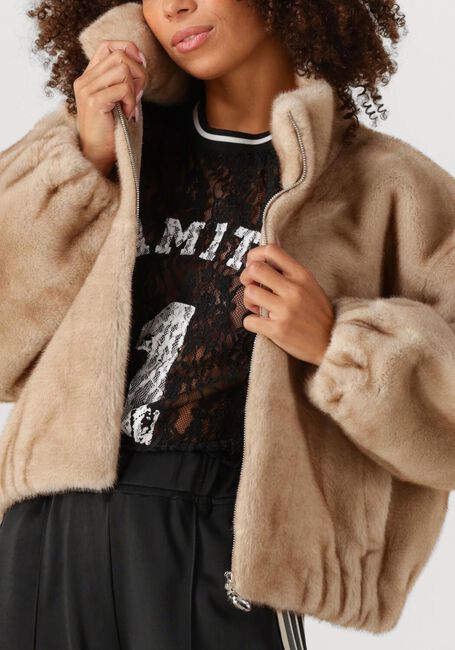 Beige CO'COUTURE Faux fur jas FERA FAUX FUR JACKET - large