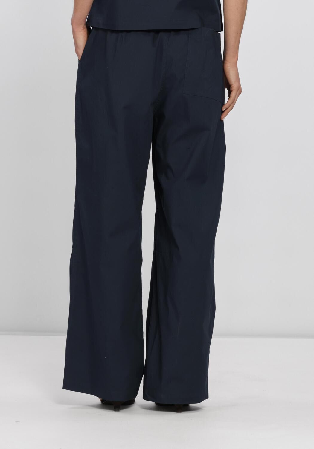 Donkerblauwe SEA ME HAPPY Wijde broek CHUCK PANTS STRETCHY POPLIN - large