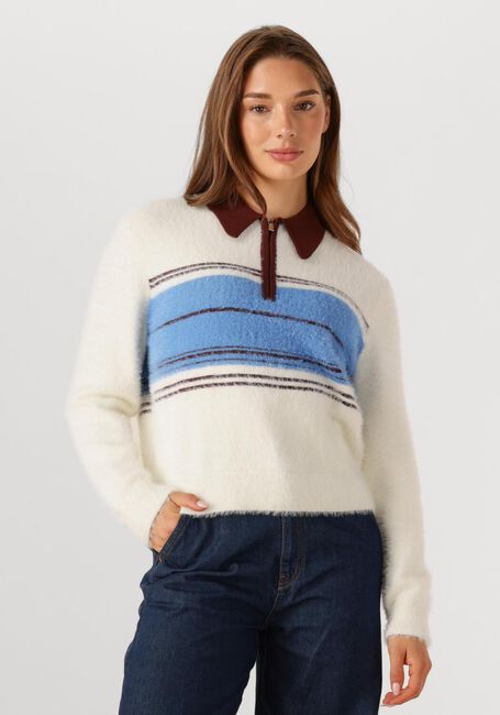 Ecru CO'COUTURE Trui TORY STRIPE ZIP KNIT - large
