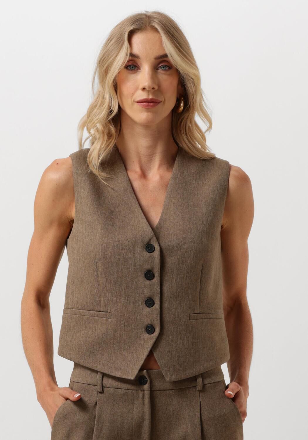 Access Gilet Dames D44-2158-158, Maat: 40, Kleur: Bruin