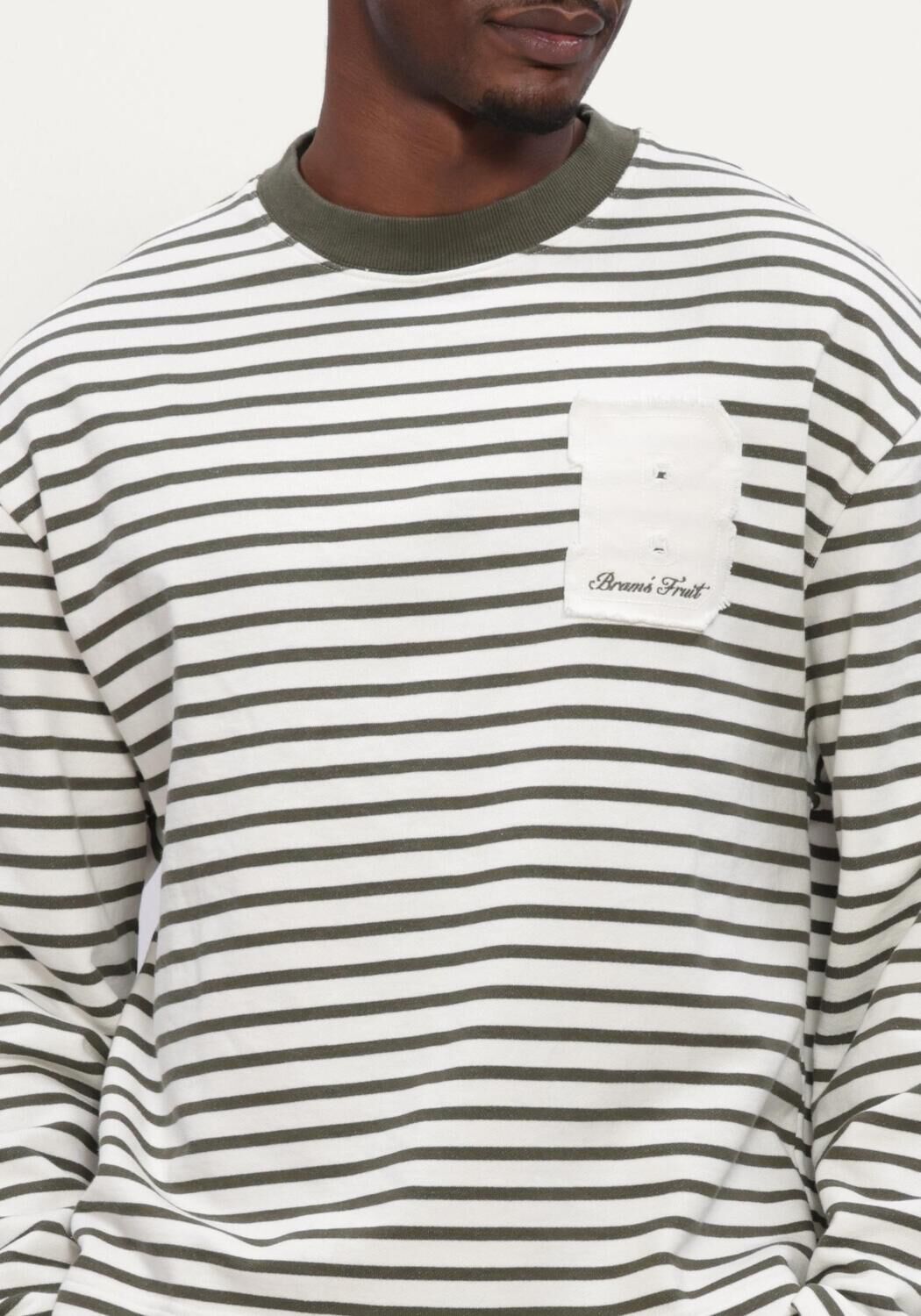 Groene BRAM'S FRUIT T-shirt VARSITY STRIPED LONGSLEEVE - large