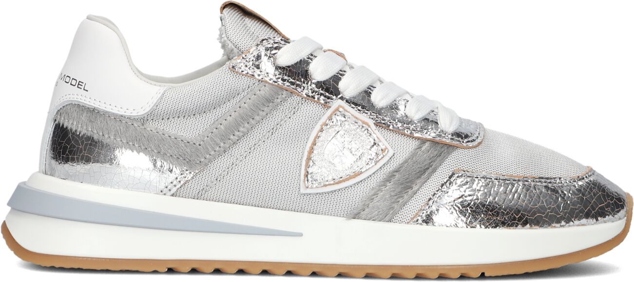 Philippe Model Lage Sneakers Dames Tropez 2.1 Low, Maat: 40, Materiaal: Leer, Kleur: Zilver