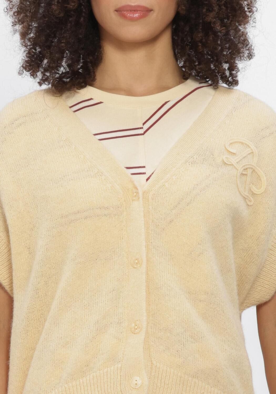 Butter yellow DANTE6 Top ZYRA SHORT SLEEVE CARDIGAN - large