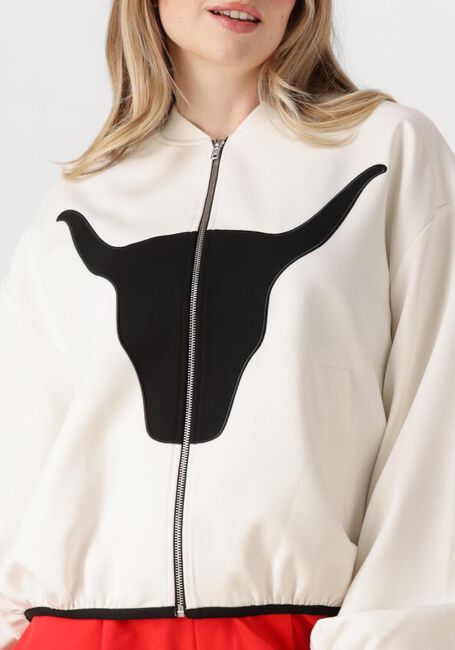 Witte ALIX THE LABEL Jack LADIES WOVEN BULL BOMBER - large