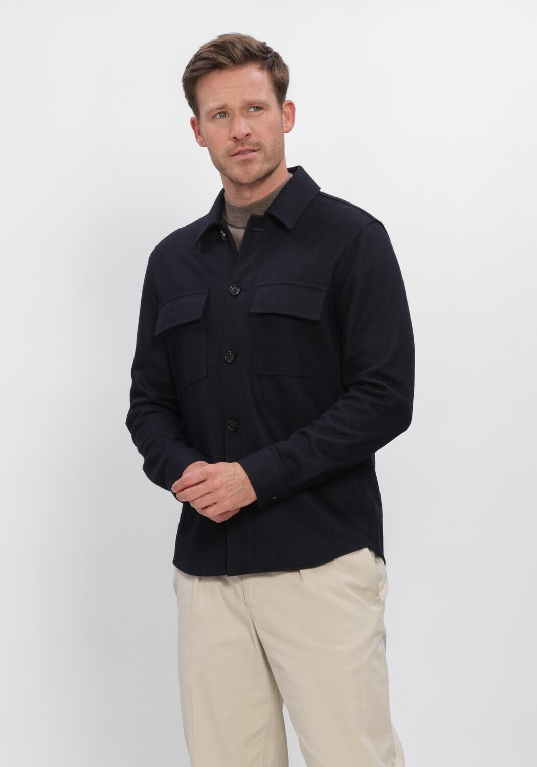 Donkerblauwe PROFUOMO Overshirt OVERSHIRT KNITTED - large