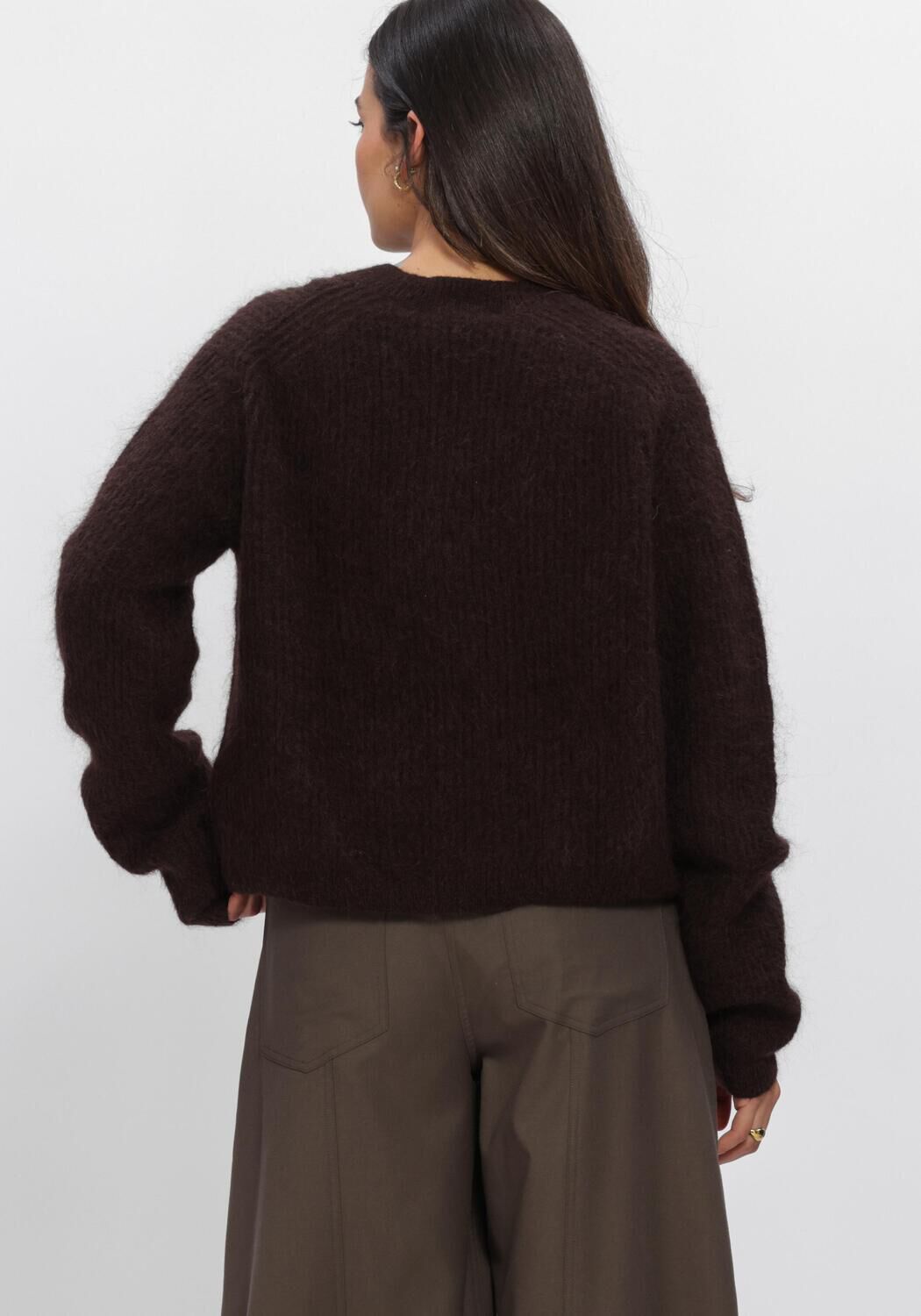 Bruine SECOND FEMALE Vest ANDREA KNIT RIB LS CARDIGAN - large