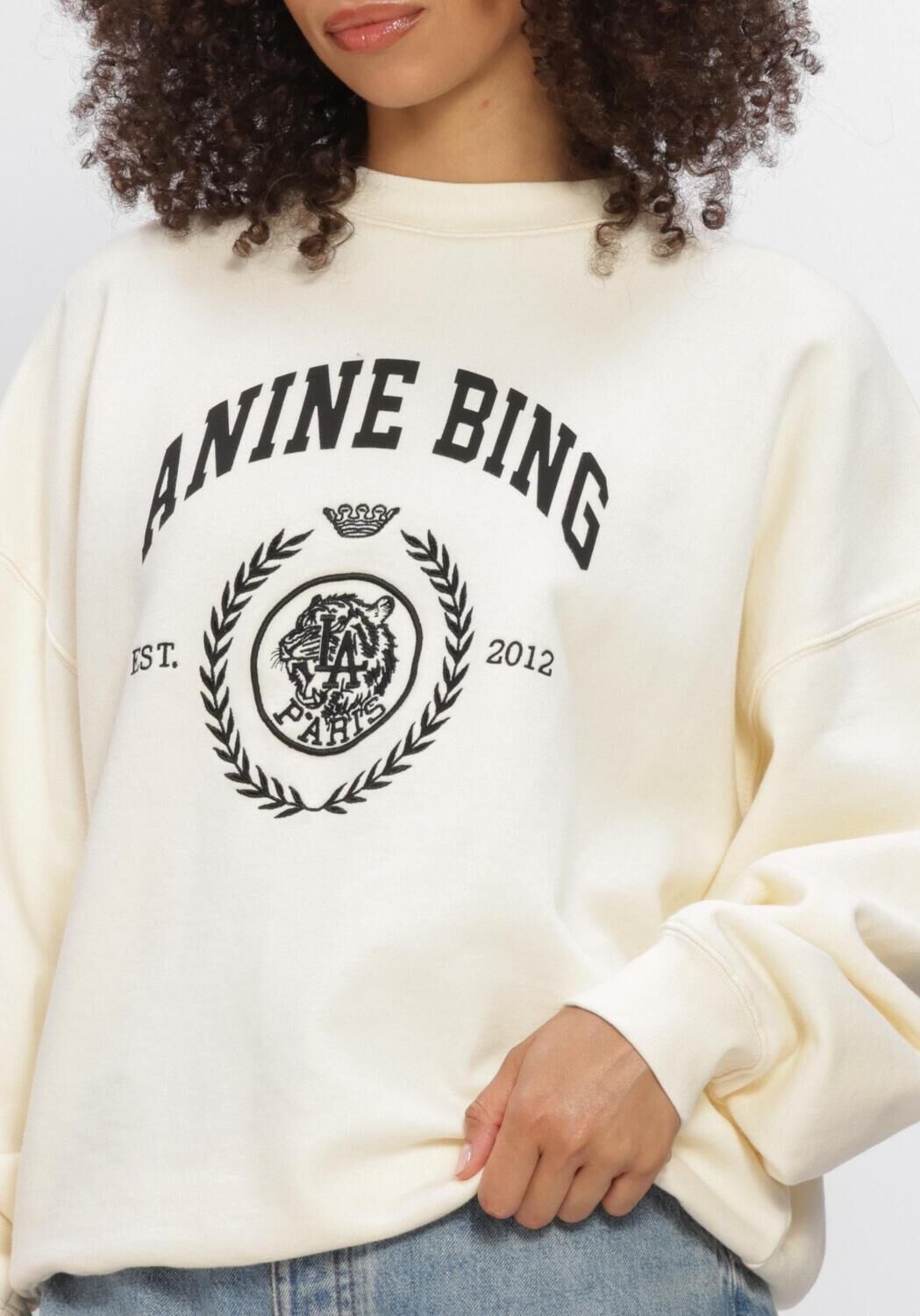 Ecru ANINE BING Top MILES SWEATSHIRT COLLEGIATE - large