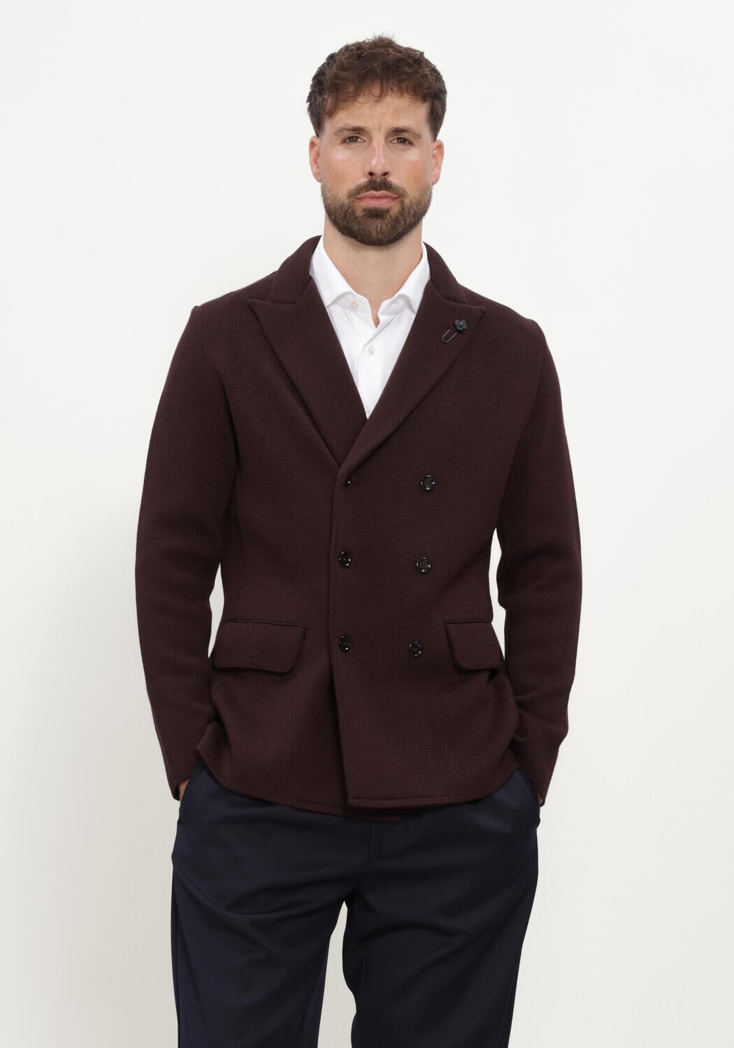 Bordeaux LARDINI Colberts PEACOAT UOMO IN MAGLIA - large