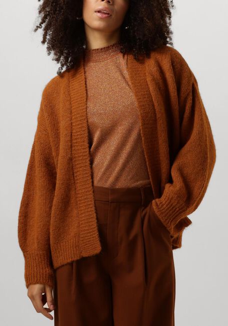 Bruine SUMMUM Vest PUFF SLEEVE CARDIGAN COZY MELANGE KNIT - large
