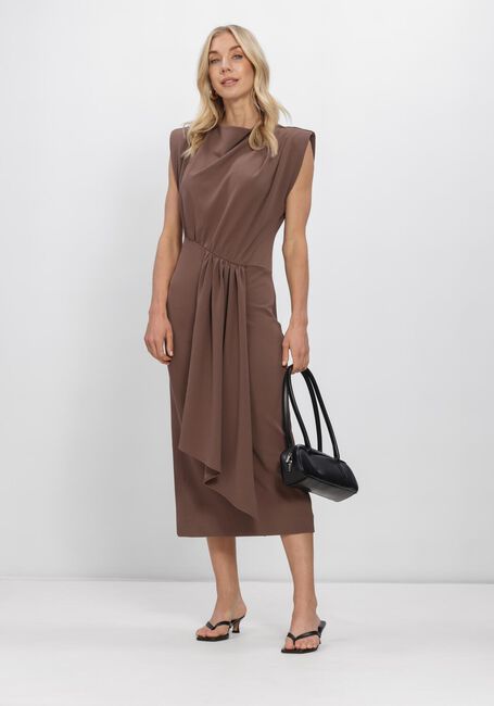 Bruine CO'COUTURE Midi jurk FALCONCC PLEAT DRESS - large