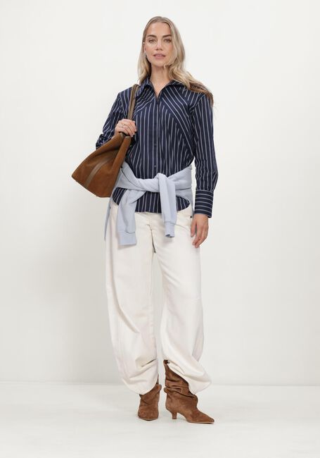 Blauwe CO'COUTURE Blouses SOMOCC STRIPE FUNNEL NECK SHIRT - large