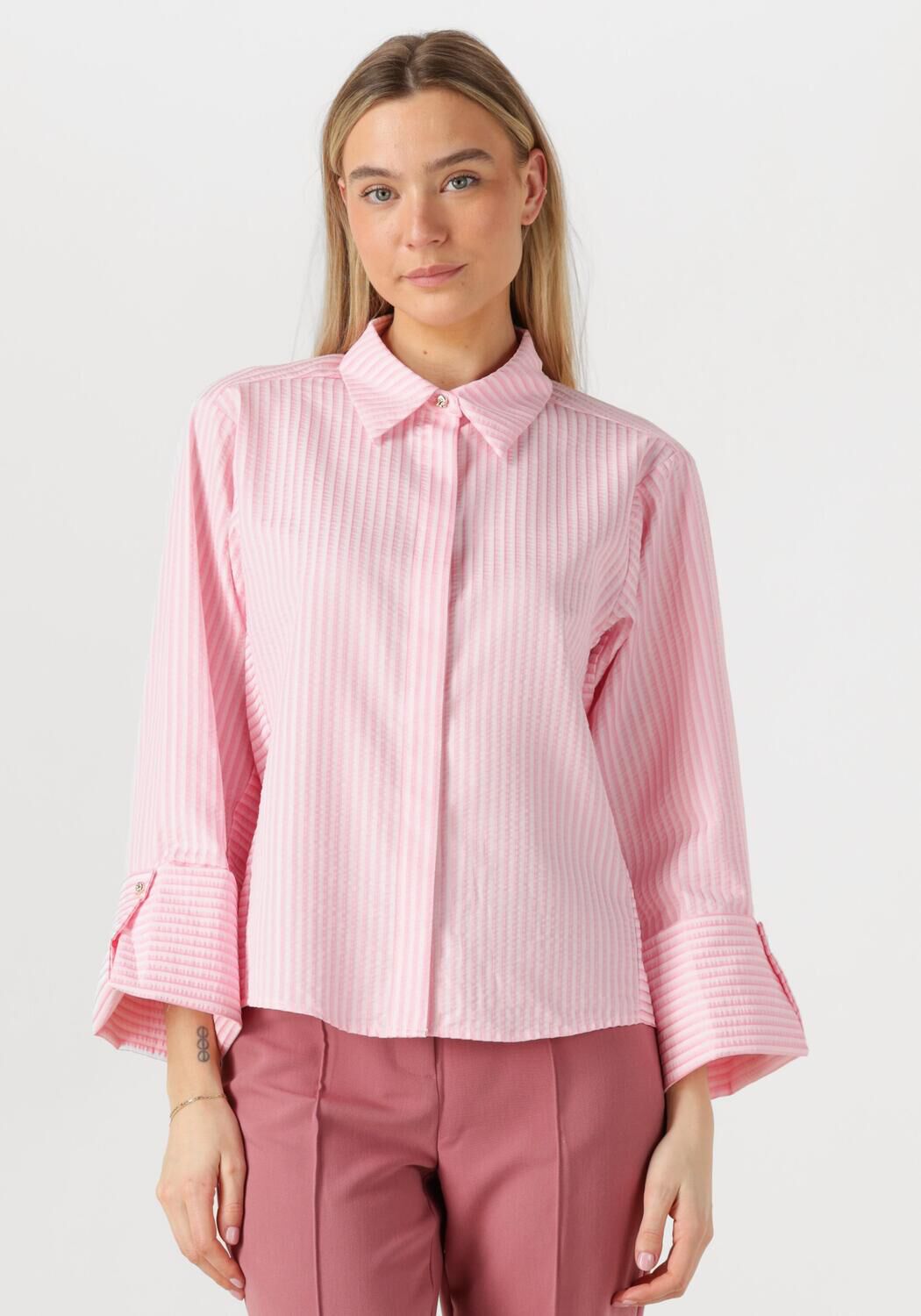 AAIKO Blouse Dames Elda Stripe Co 516, Maat: L, Kleur: Roze