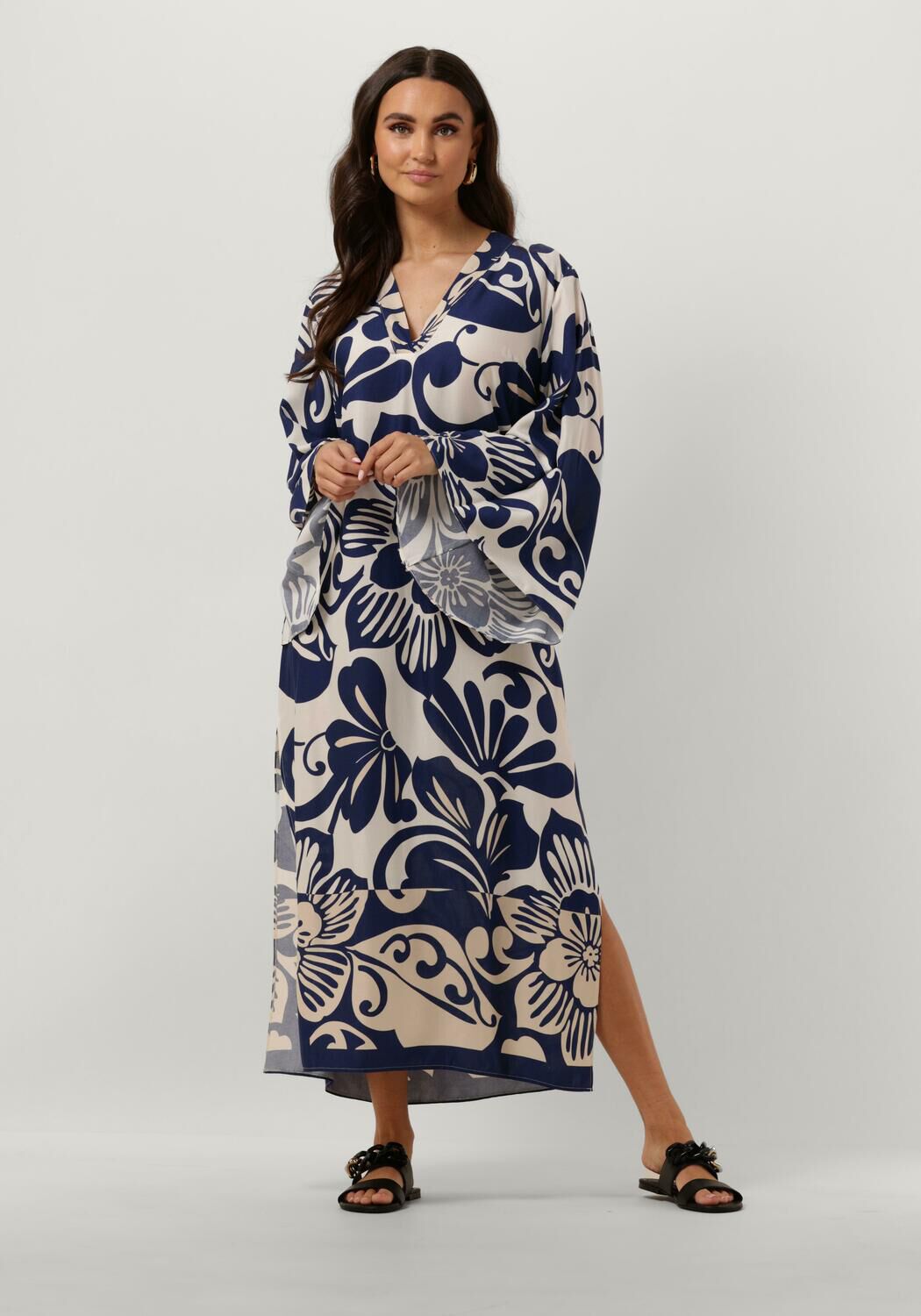 Access Midi Jurk Dames Loose Printed Dress, Maat: 36, Kleur: Blauw
