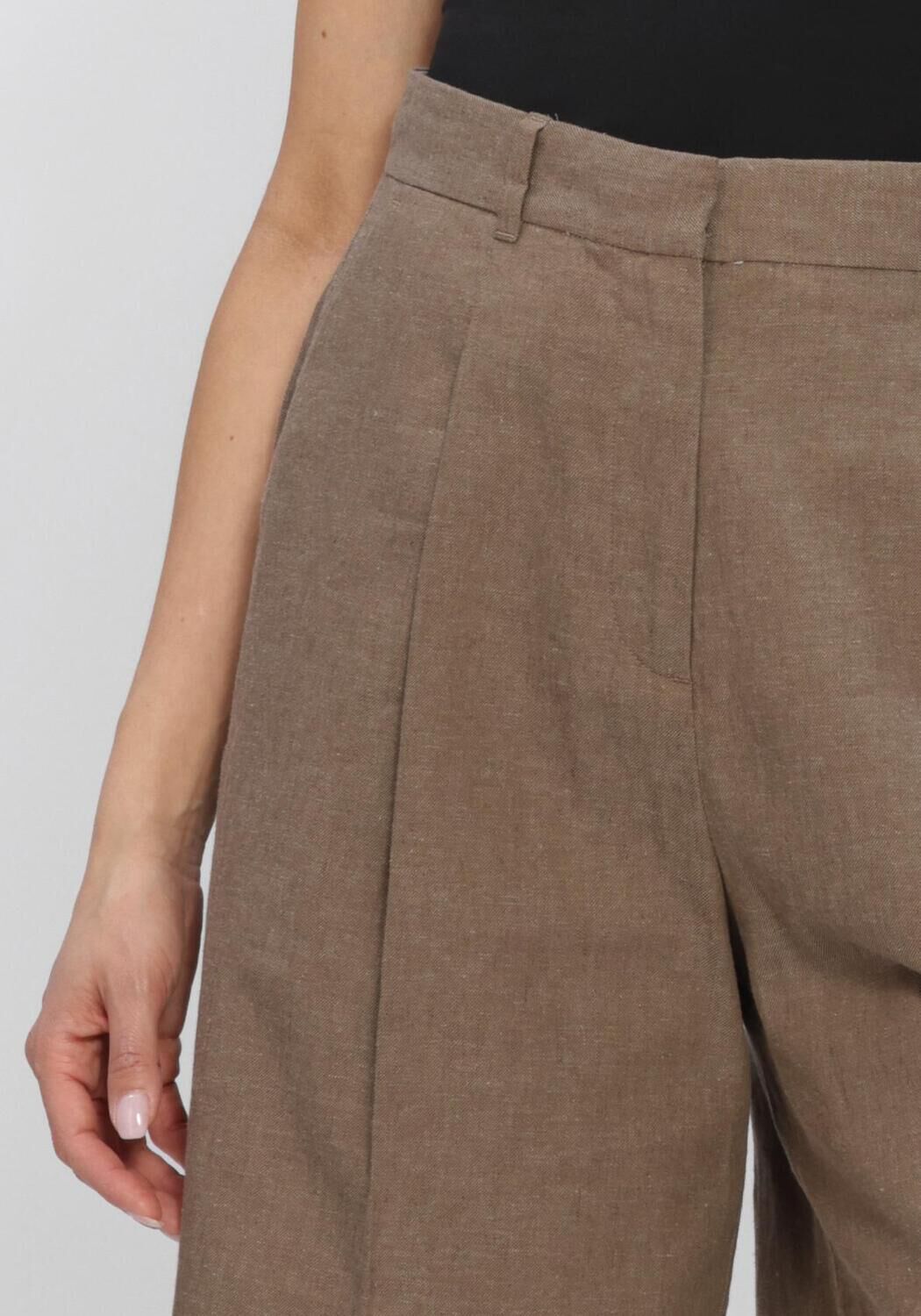 Bruine OLAF HUSSEIN Korte broek LINEN TAILORED SHORTS - large