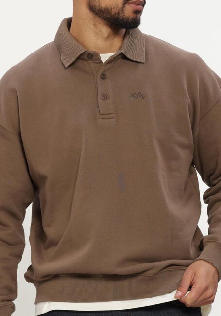 Bruine OLAF HUSSEIN Sweater SIGNATURE OVERSIZED POLO - large