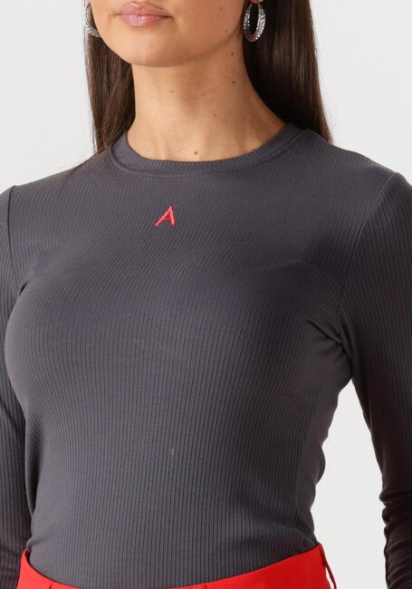 Donkergrijze ALIX THE LABEL Top LADIES KNITTED MODAL LONGSLEEVE TOP - large