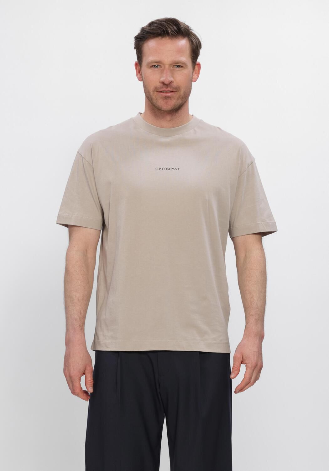 Grijze CP COMPANY T-shirt 30/1 JERSEY SHORT SLEEVE LOGO T-SHIRT - large