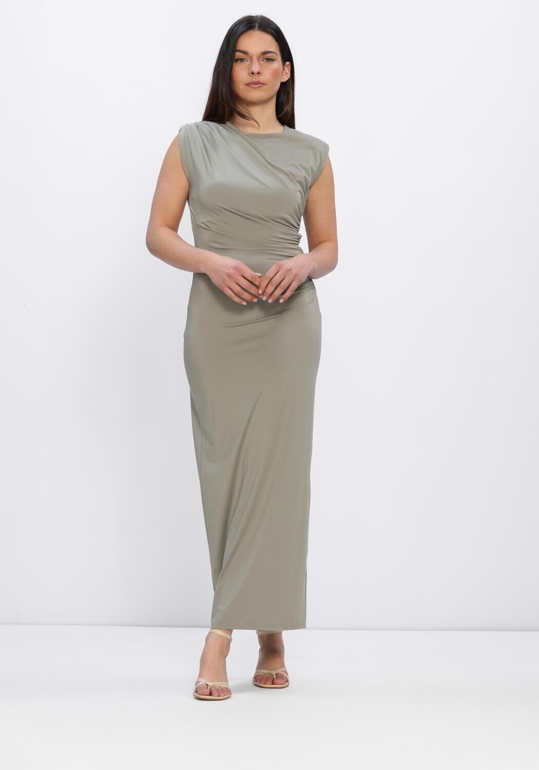 Rosemunde Maxi Jurk Dames Billie Sl Long Drape Dress, Maat: 38, Kleur: Khaki afbeelding 1