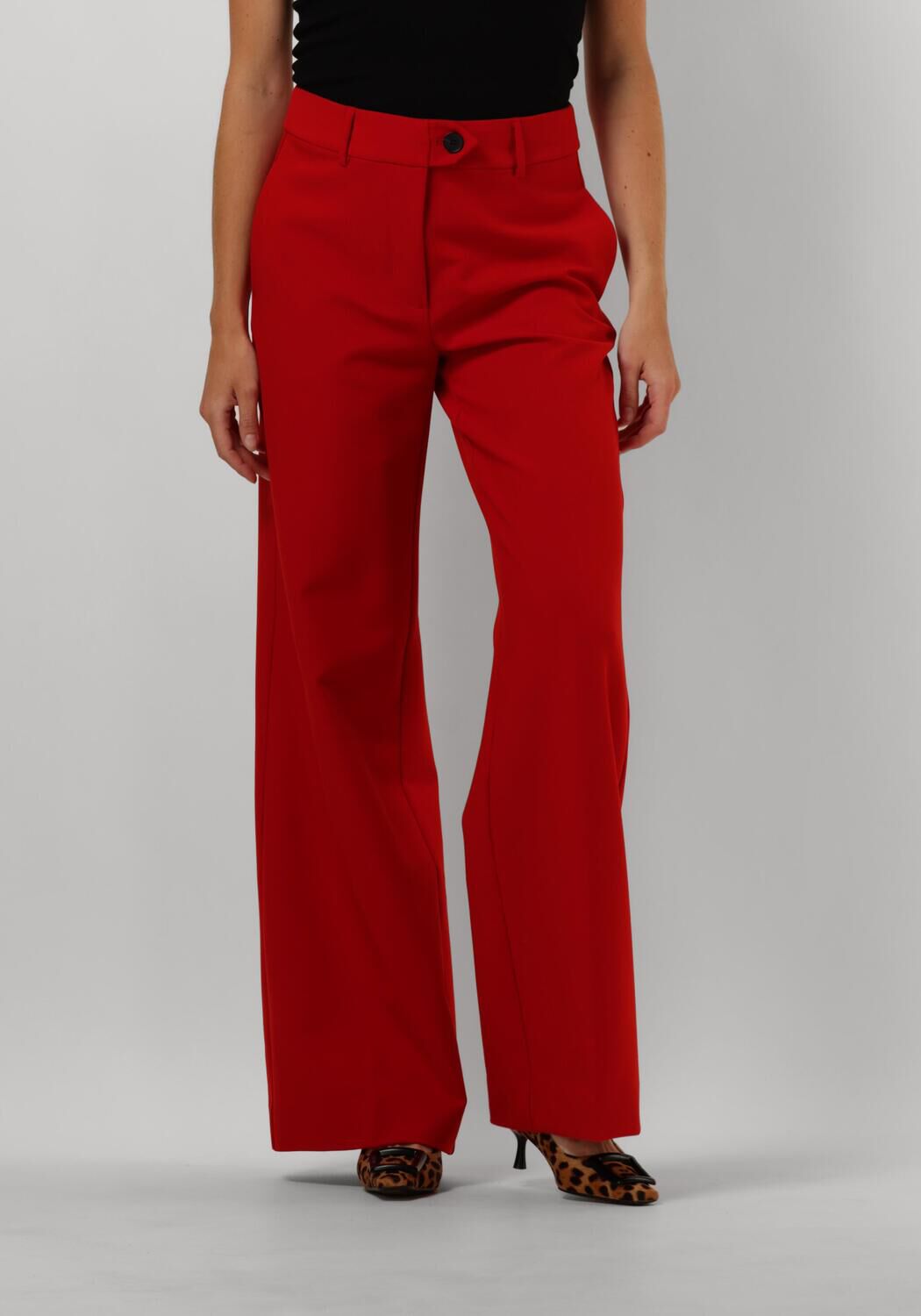 Co'Couture Pantalon Dames Vola Long Wide Pant, Maat: M, Kleur: Rood