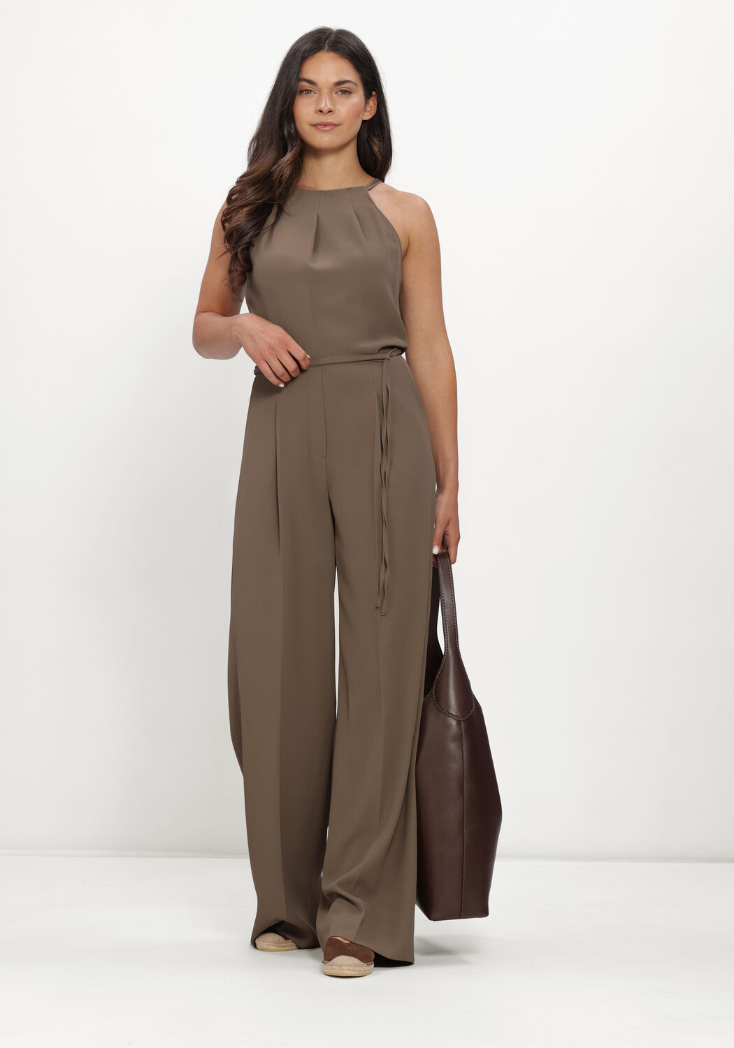 Taupe LUISA CERANO Jumpsuit JUMPSUIT MIT BINDEBANDDETAILS - large