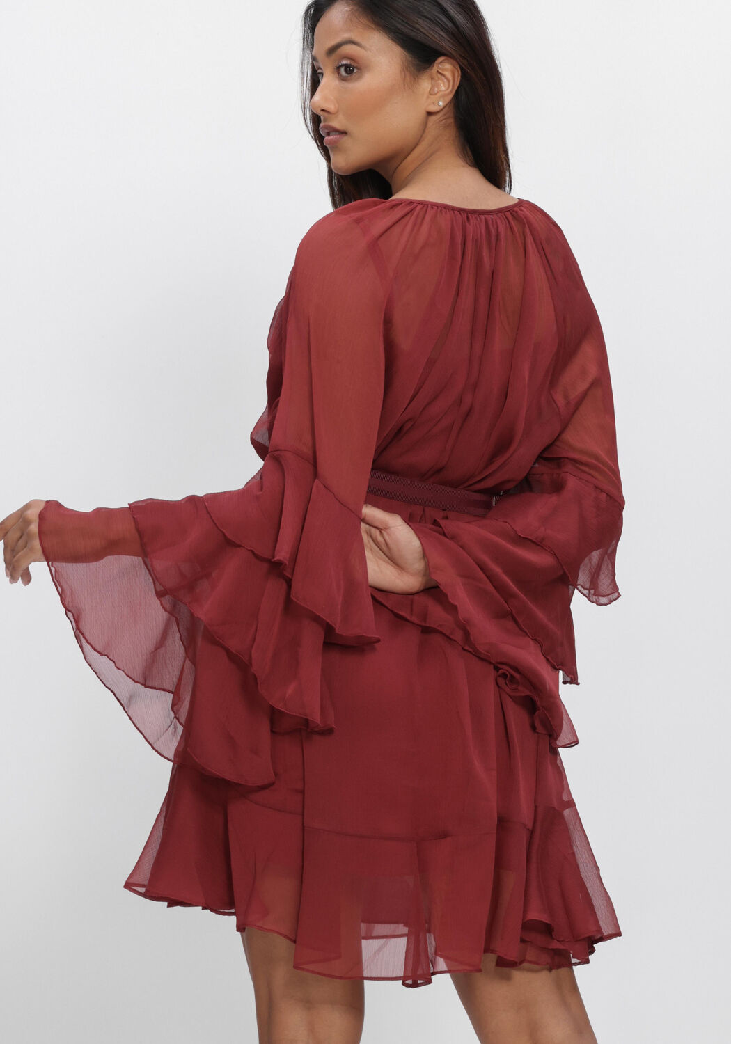 Bordeaux DANTE6 Mini jurk SOLSTICE BOHO CHIFFON SHORT DRESS - large